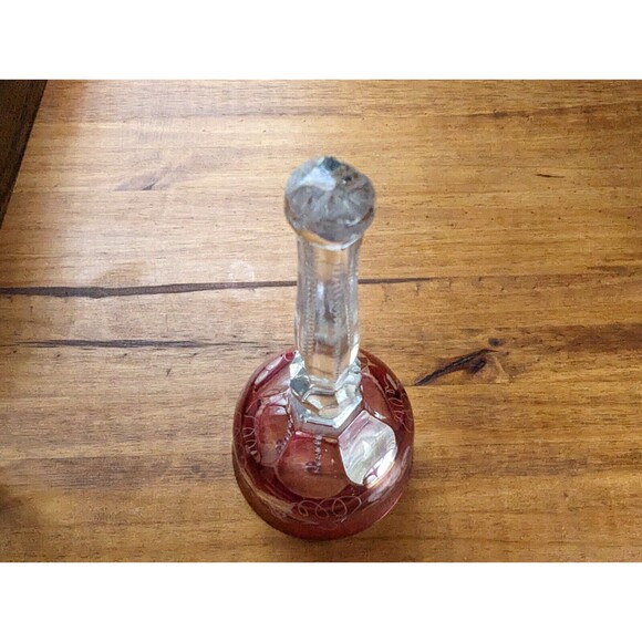 Echt Bleikrystal Hand Cut Cranberry Bell  -  Made In Germany  -  7-1/2" Tall - Picture 11 of 12